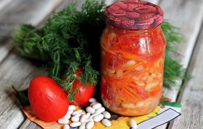 салат с фасолью на зиму с помидорами и болгарским перцем